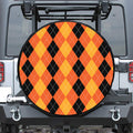 Orange And Black Argyle Pattern Print Tire Cover