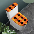 Orange And Black Argyle Pattern Print Toilet Lid And Tank Cover Set
