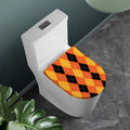 Orange And Black Argyle Pattern Print Toilet Lid Cover
