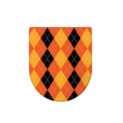 Orange And Black Argyle Pattern Print Toilet Lid Cover