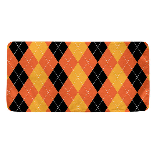 Orange And Black Argyle Pattern Print Towel