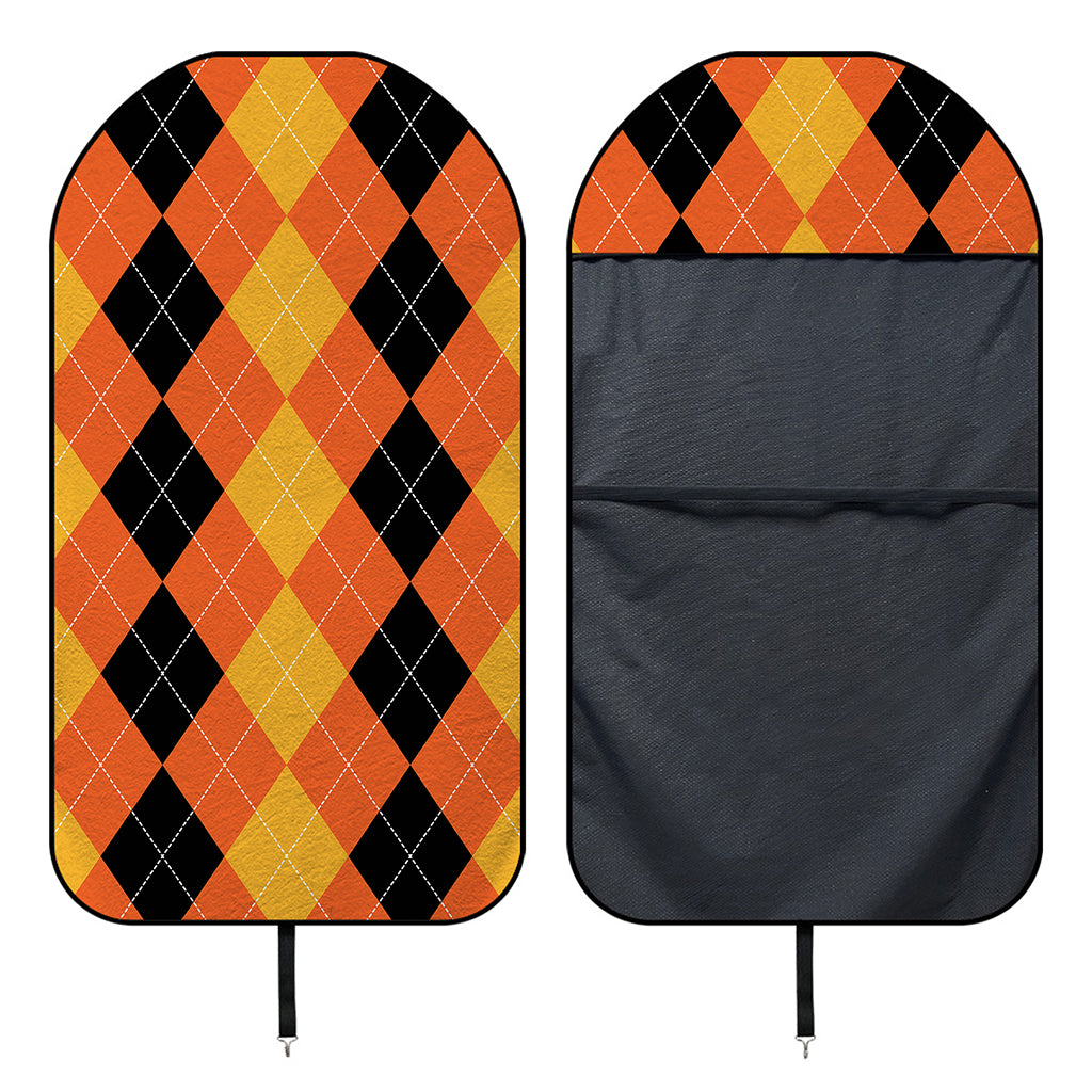 Orange And Black Argyle Pattern Print Waterproof Car Seat Cover