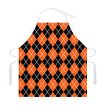 Orange And Black Argyle Print Adjustable Apron