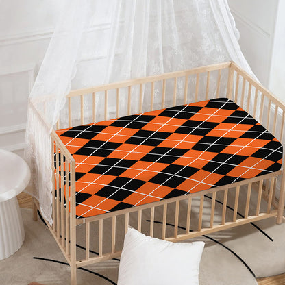 Orange And Black Argyle Print Baby Crib Sheet