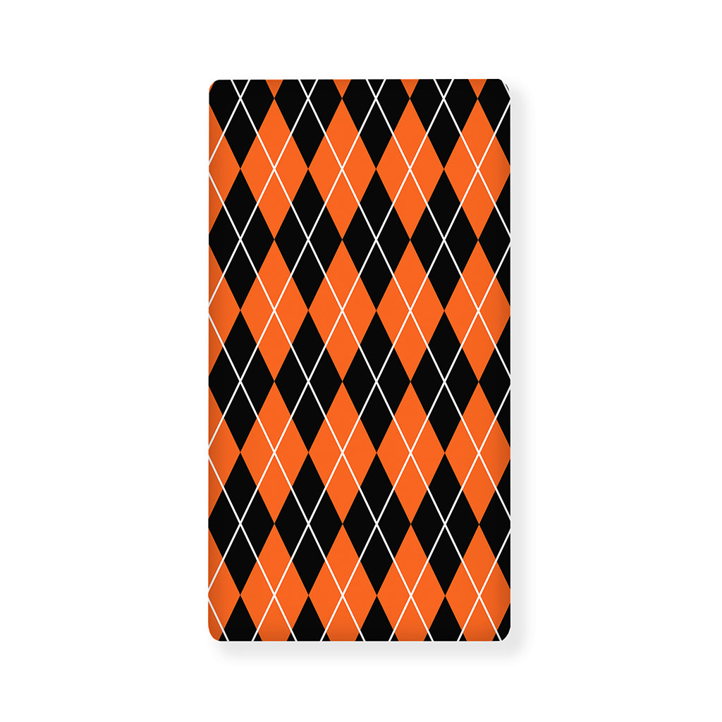Orange And Black Argyle Print Baby Crib Sheet