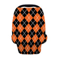 Orange And Black Argyle Print Baby Seat Cover