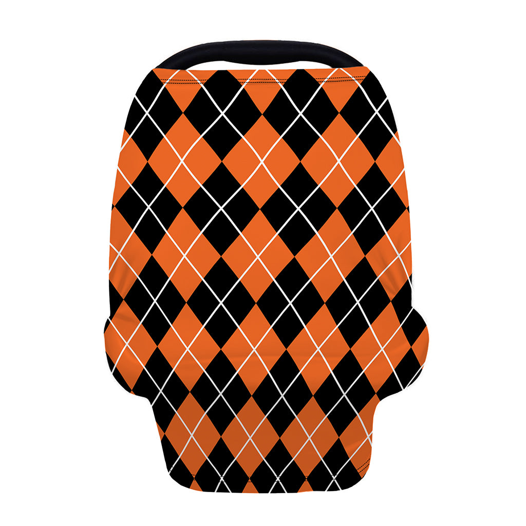 Orange And Black Argyle Print Baby Seat Cover