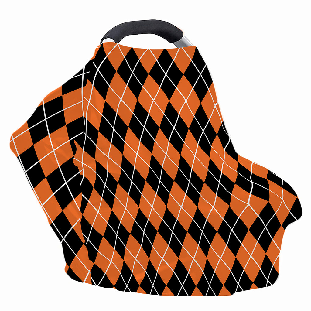 Orange And Black Argyle Print Baby Seat Cover
