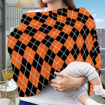 Orange And Black Argyle Print Baby Seat Cover