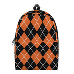 Orange And Black Argyle Print Backpack