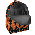 Orange And Black Argyle Print Backpack