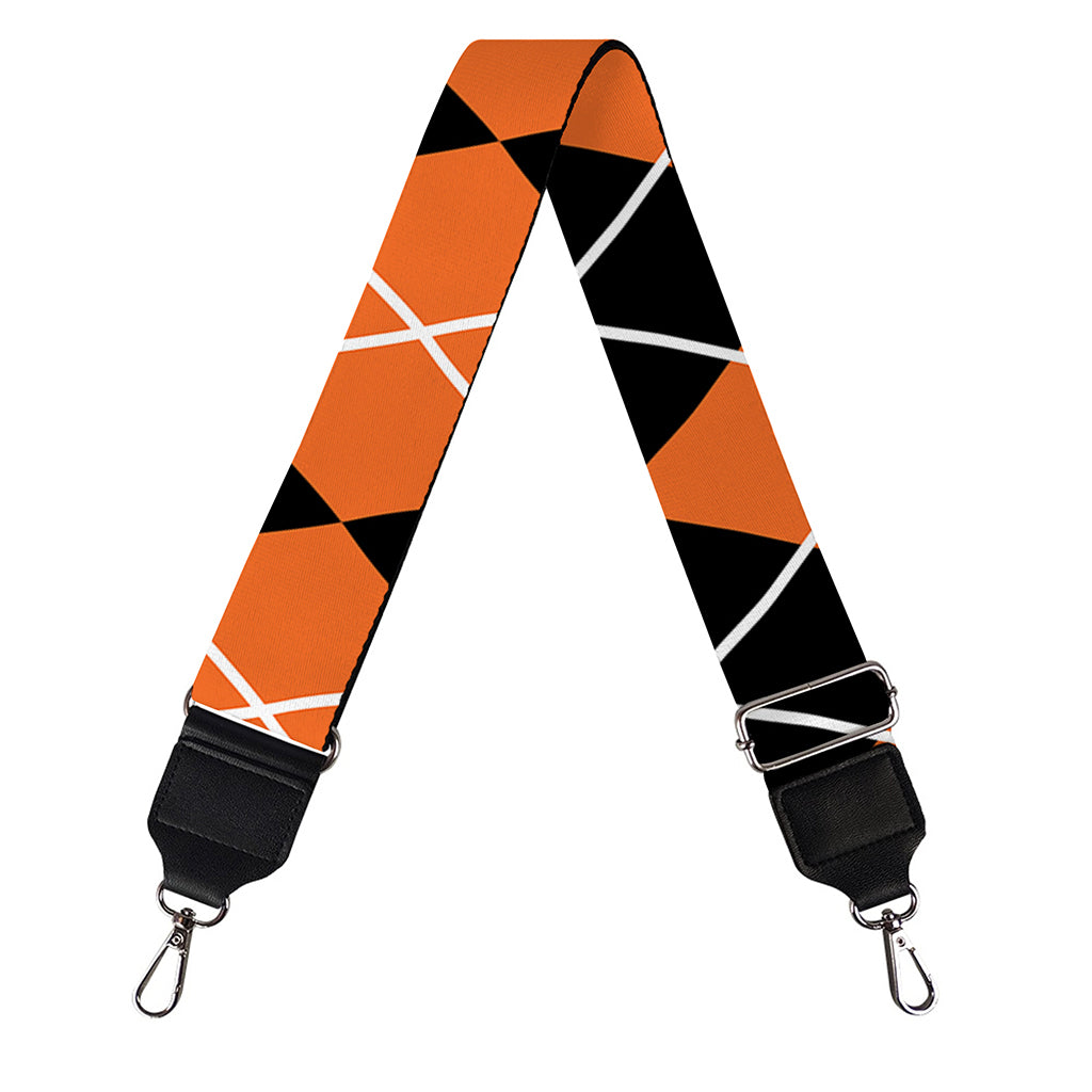 Orange And Black Argyle Print Bag Strap
