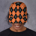 Orange And Black Argyle Print Baseball Cap