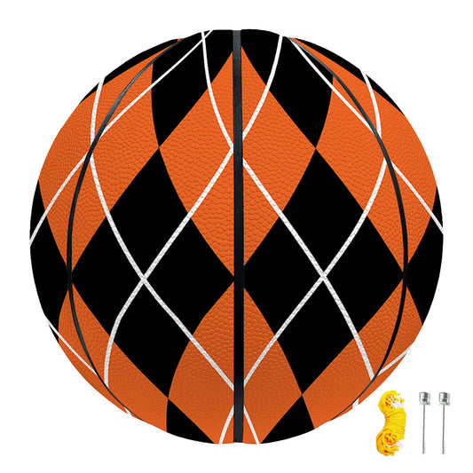 Orange And Black Argyle Print Basketball
