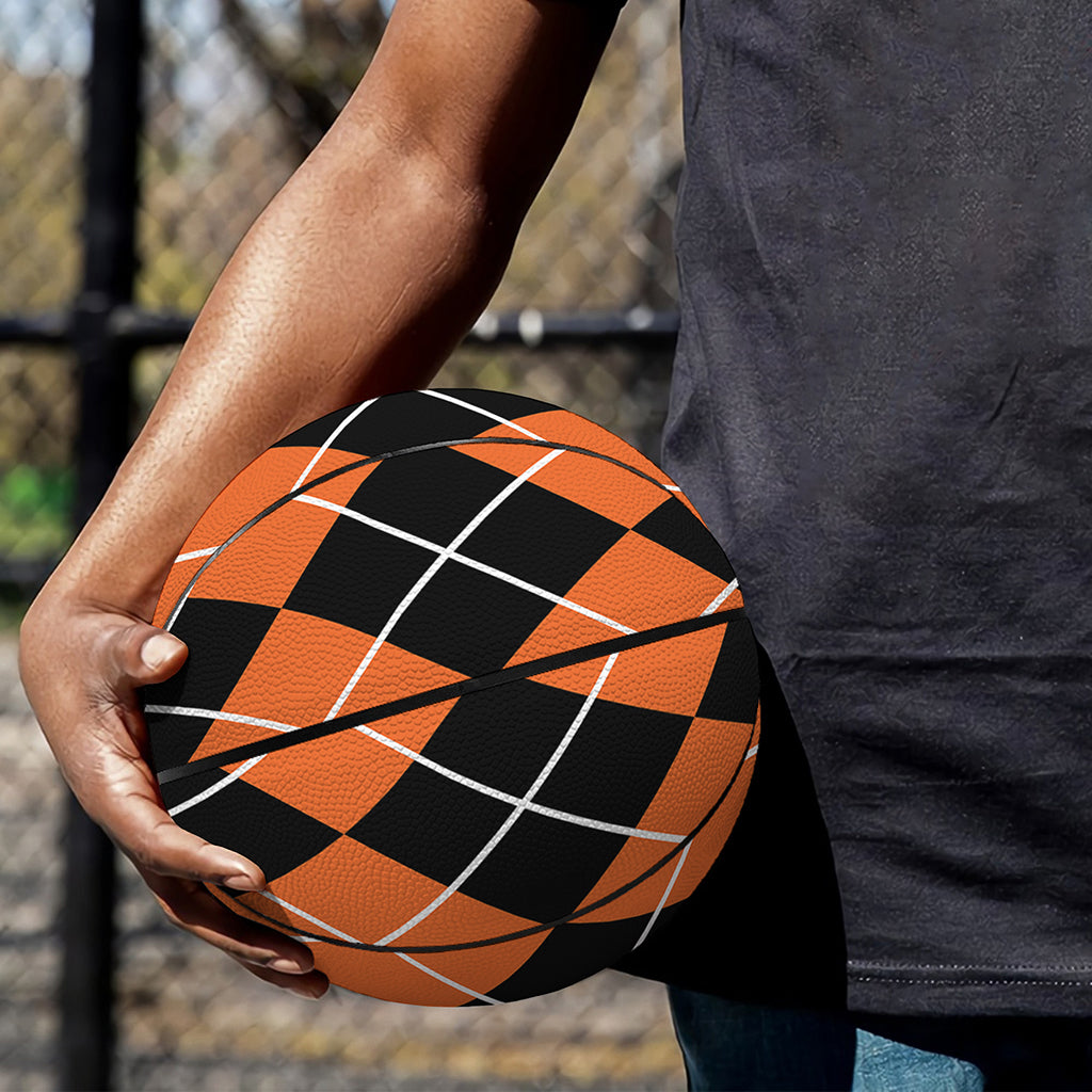 Orange And Black Argyle Print Basketball