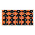 Orange And Black Argyle Print Beach Towel