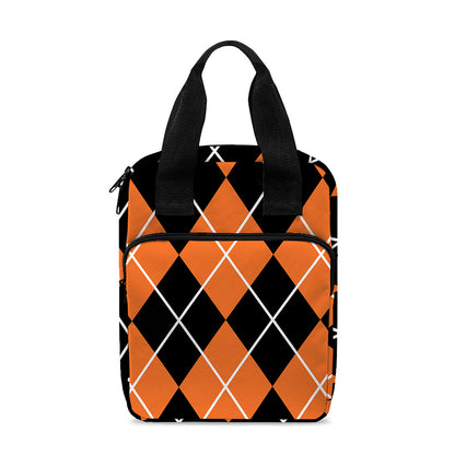 Orange And Black Argyle Print Bible Tote Bag