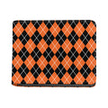 Orange And Black Argyle Print Bifold Wallet