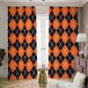 Orange And Black Argyle Print Blackout Pencil Pleat Curtains