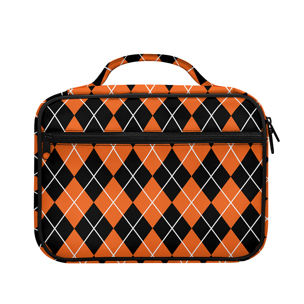 Orange And Black Argyle Print Briefcase Bible Bag