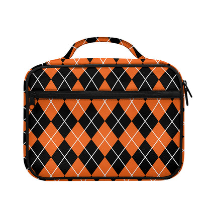 Orange And Black Argyle Print Briefcase Bible Bag