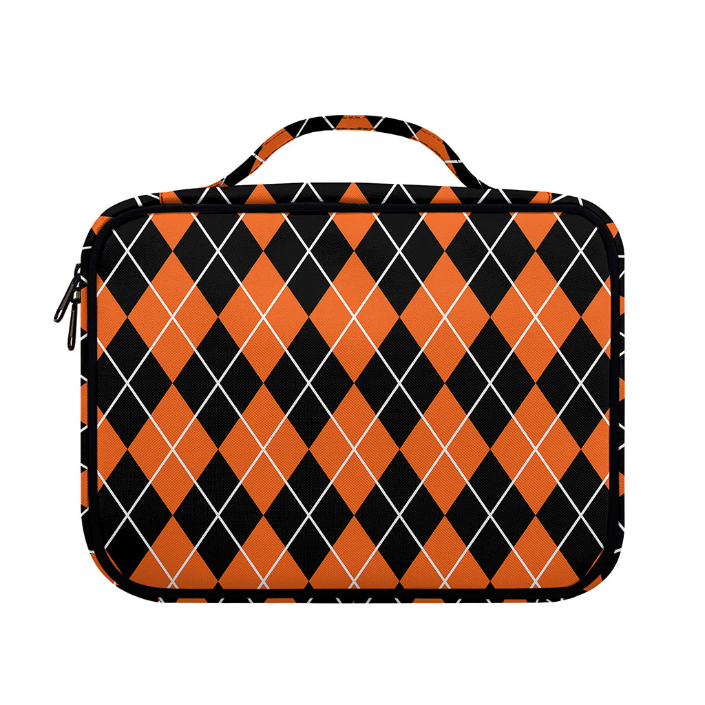 Orange And Black Argyle Print Briefcase Bible Bag