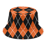Orange And Black Argyle Print Bucket Hat
