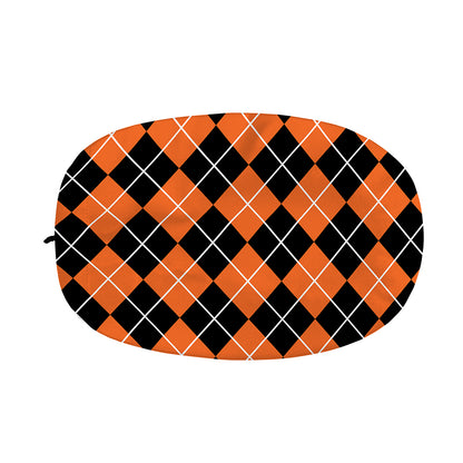Orange And Black Argyle Print Car Side Mirror Covers