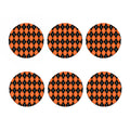 Orange And Black Argyle Print Coaster Set
