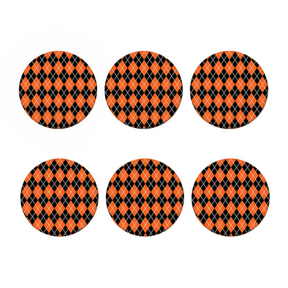 Orange And Black Argyle Print Coaster Set