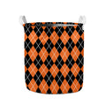 Orange And Black Argyle Print Collapsible Laundry Basket