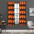 Orange And Black Argyle Print Grommet Curtain Panels