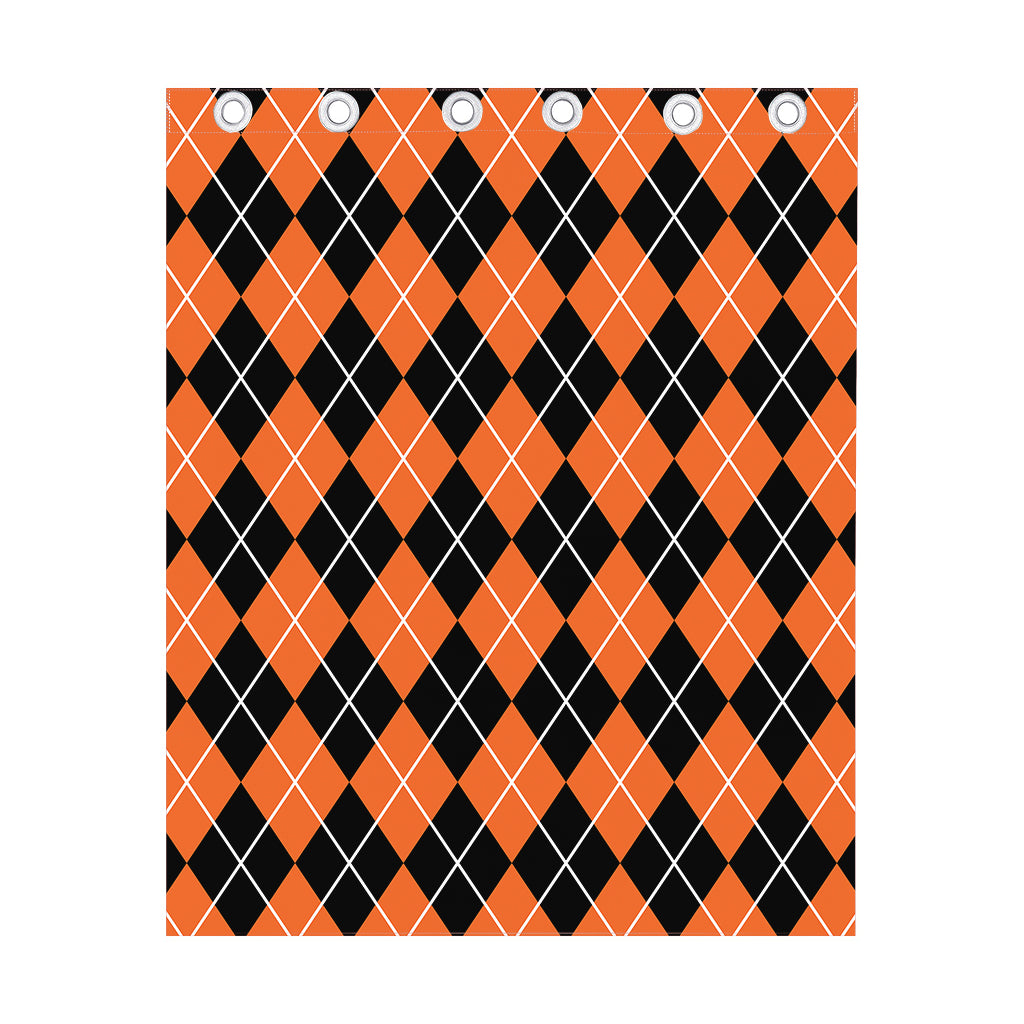 Orange And Black Argyle Print Curtain