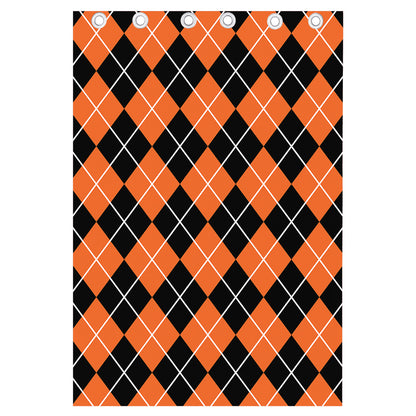 Orange And Black Argyle Print Curtain