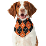 Orange And Black Argyle Print Dog Bandana