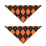 Orange And Black Argyle Print Dog Bandana