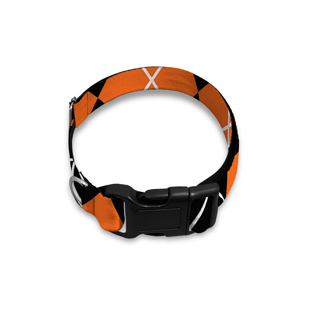 Orange And Black Argyle Print Dog Collar