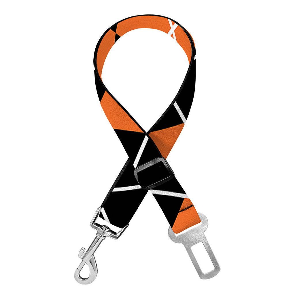 Orange And Black Argyle Print Dog Seat Belt