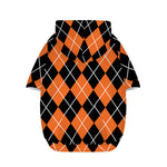 Orange And Black Argyle Print Dog Zip Up Hoodie