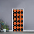 Orange And Black Argyle Print Door Sticker