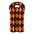 Orange And Black Argyle Print Double Neoprene Wine Tote