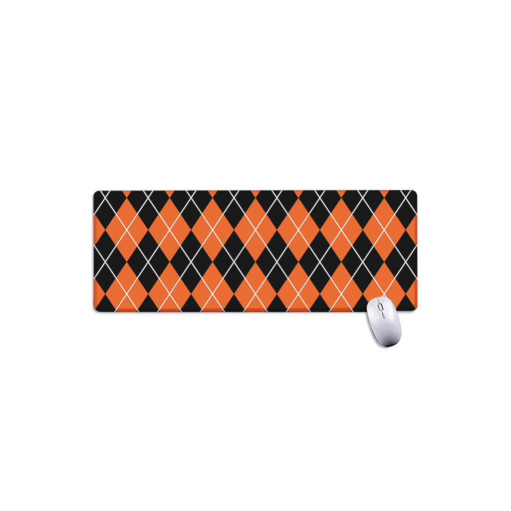 Orange And Black Argyle Print Extended Mouse Pad
