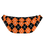 Orange And Black Argyle Print Fanny Pack