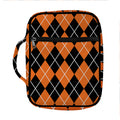 Orange And Black Argyle Print Front Pocket Bible Bag
