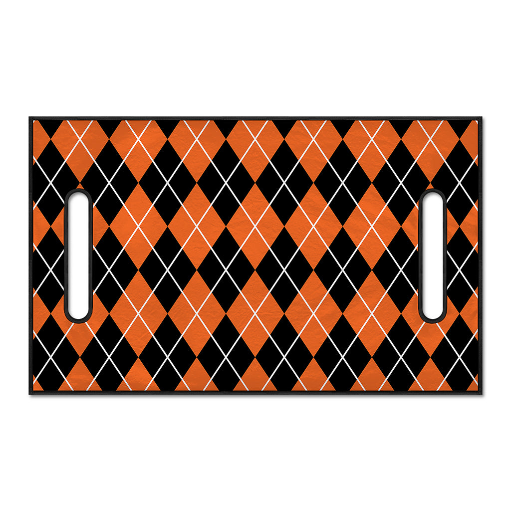 Orange And Black Argyle Print Golf Cart Seat Cover
