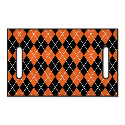 Orange And Black Argyle Print Golf Cart Seat Cover