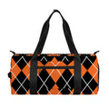 Orange And Black Argyle Print Gym Bag