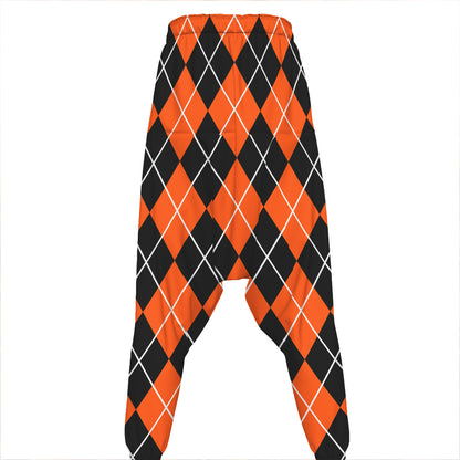 Orange And Black Argyle Print Hammer Pants