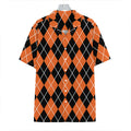 Orange And Black Argyle Print Hawaiian Shirt