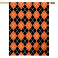Orange And Black Argyle Print House Flag